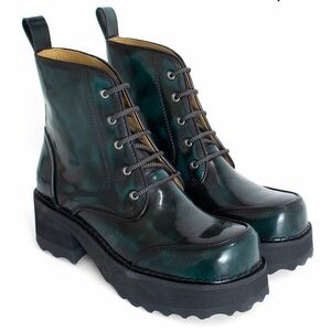 john fluevog boots Revna size 9 1/2 9.5 green and black